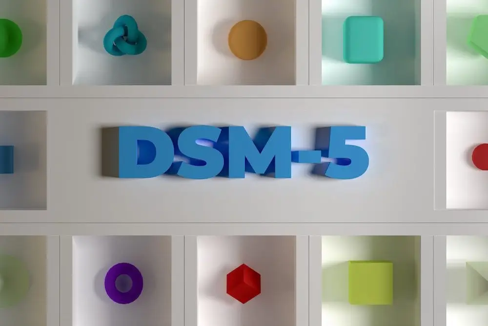 Dsm,Diagnostic and Statistical Manual of Mental Disorders, Fifth Edition, colorful render. Front
