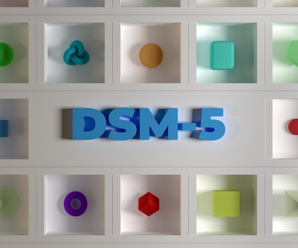 Dsm,Diagnostic and Statistical Manual of Mental Disorders, Fifth Edition, colorful render. Front